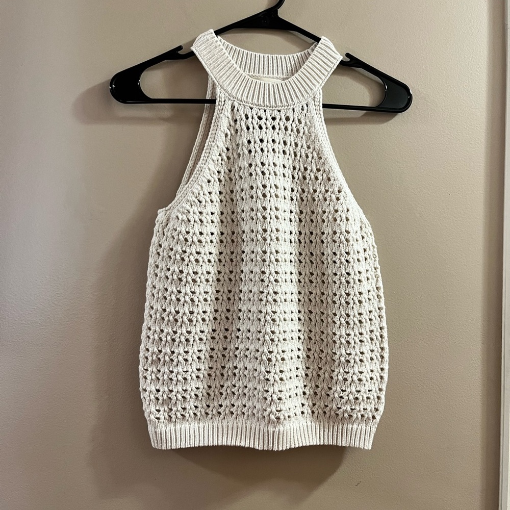 Universal Thread Ivory Sleeveless Crochet Knit Top Size XS